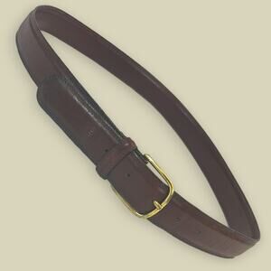 Glove Leather Belt Double Stitch Brass Buckle 1.125" Wide Fits 32-36 Brown